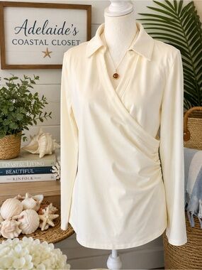 Spartina 449 Edeline Wrap Top L Pearl White Peruvian Cotton